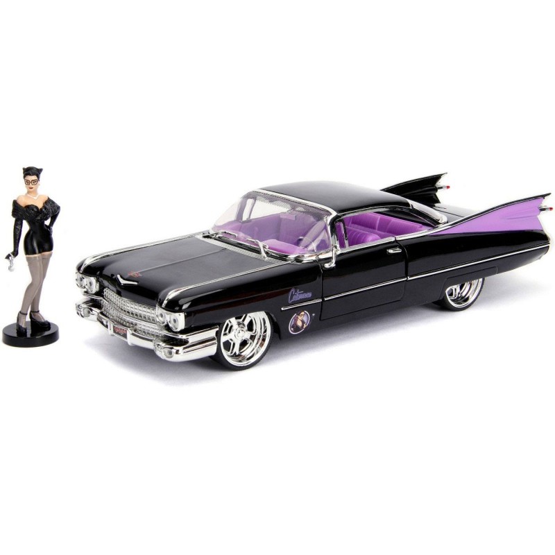 1959 Cadillac mit Catwoman Figur - DC Bombshells - Diecast Modell 1/24
