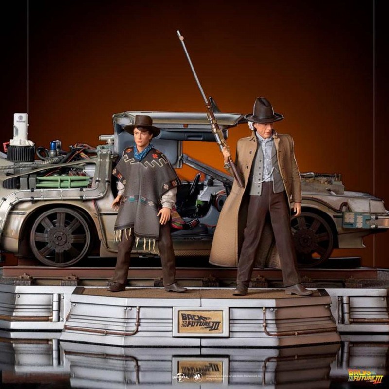 DeLorean Full Set Deluxe - Zurück in die Zukunft III - 1/10 Art Scale Statue