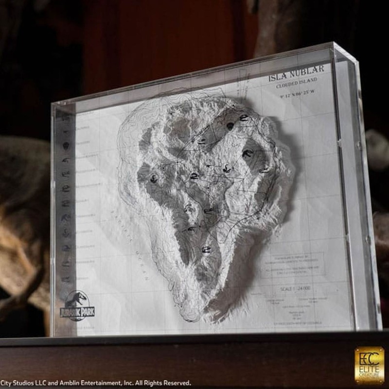 Topographische Karte Isla Nublar - Jurassic Park - Resin Dekoration