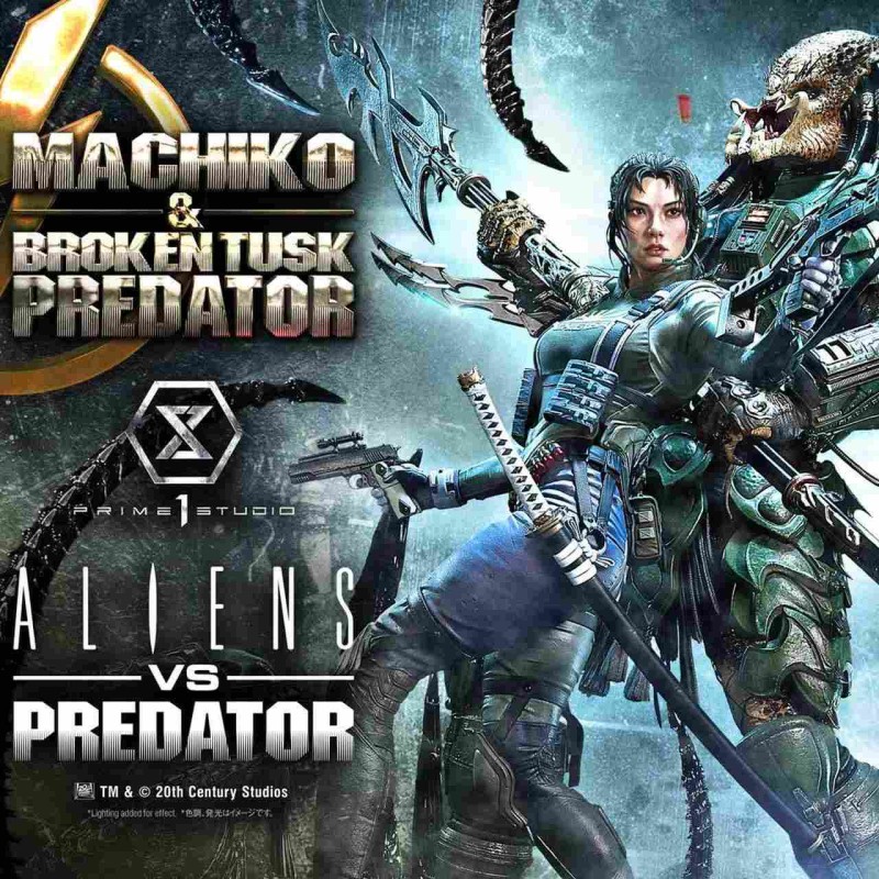 Machiko & Broken Tusk Predator - Aliens vs. Predator - 1/4 Scale Polystone Statue