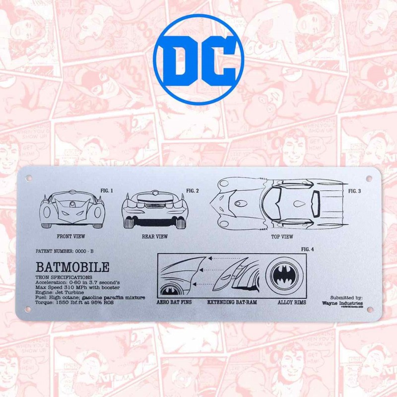 Batmobile Schematic - DC Comics - Blechschild