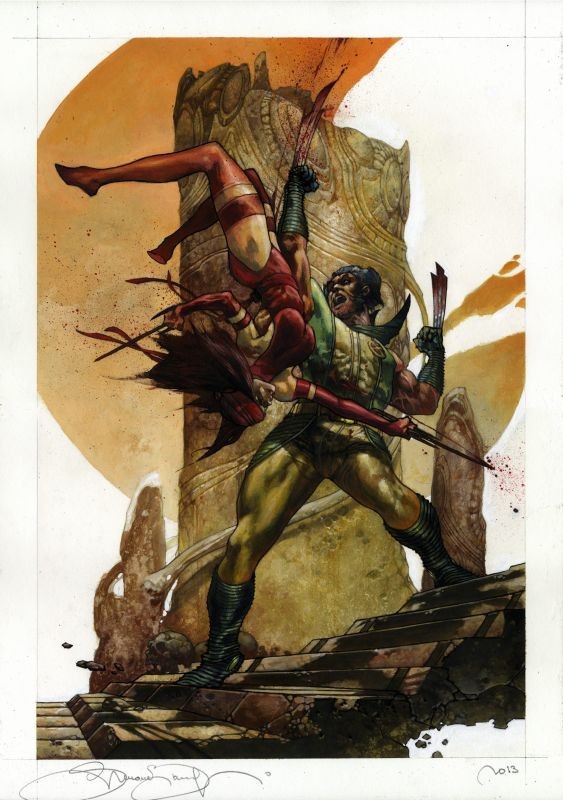 Wolverine vs Elektra by Simone Bianchi - Marvel Comics - Kunstdruck 43 x 31 cm